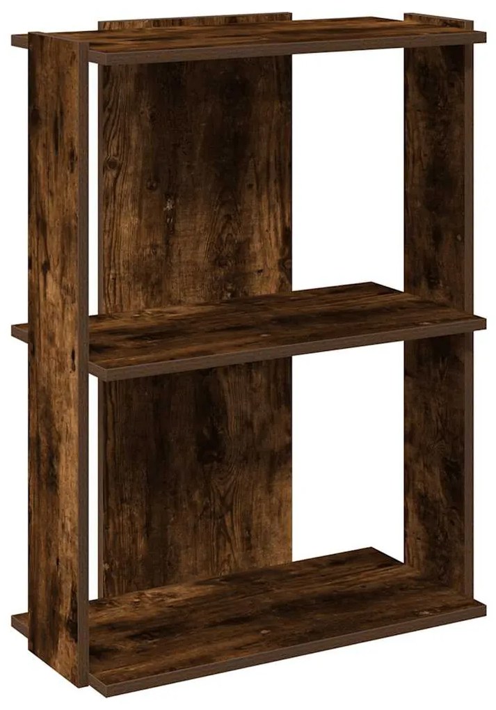 3 szintes füstös tölgy színű szerelt fa könyvespolc 60x30x80 cm