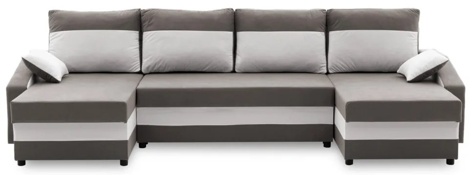 Sparta sarokkanapé, 1 ágyneműtartóval, szövet anyag, univerzális oldal, bonell töltet, szürke - fehér