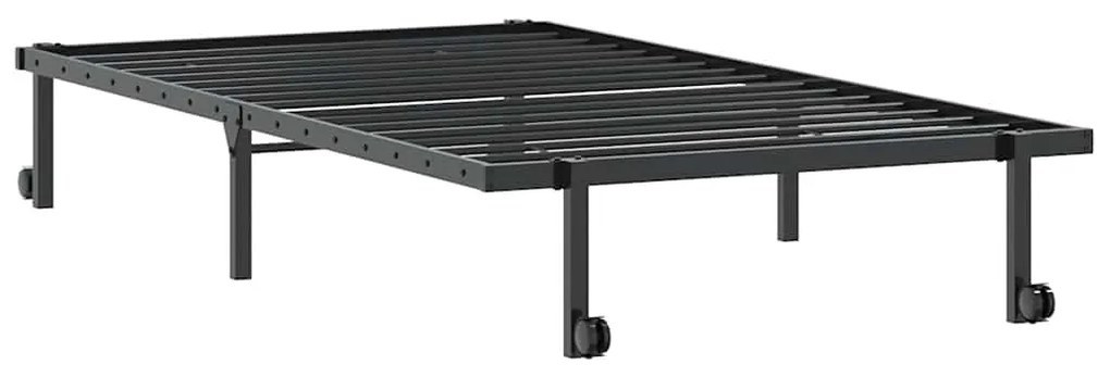 fekete acél ágykeret matrac nélkül összecsukható 100x200 cm