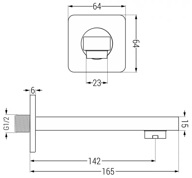 Mexen Cube DR02 rejtett kád-zuhany szett fejzuhannyal 25x25 cm (7in1), fekete, 77503DR0225-70