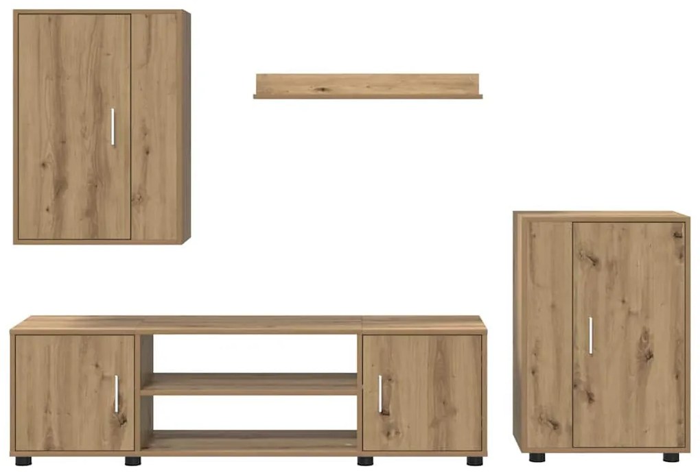 4 részes TV szekrény szett 4 pcs kézműves tölgy Faanyag