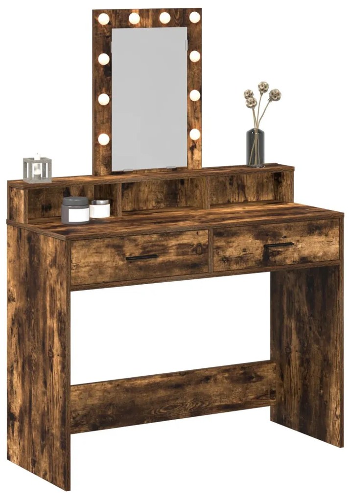 Fésülködőasztal LED világítással Füstölt tölgy 100x41x140 cm