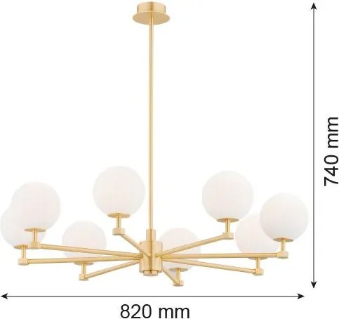 ARGON 5068 PALOMA Glamour Csillár Opál szőnyeg, Csiszolt sárgaréz E14 IP20