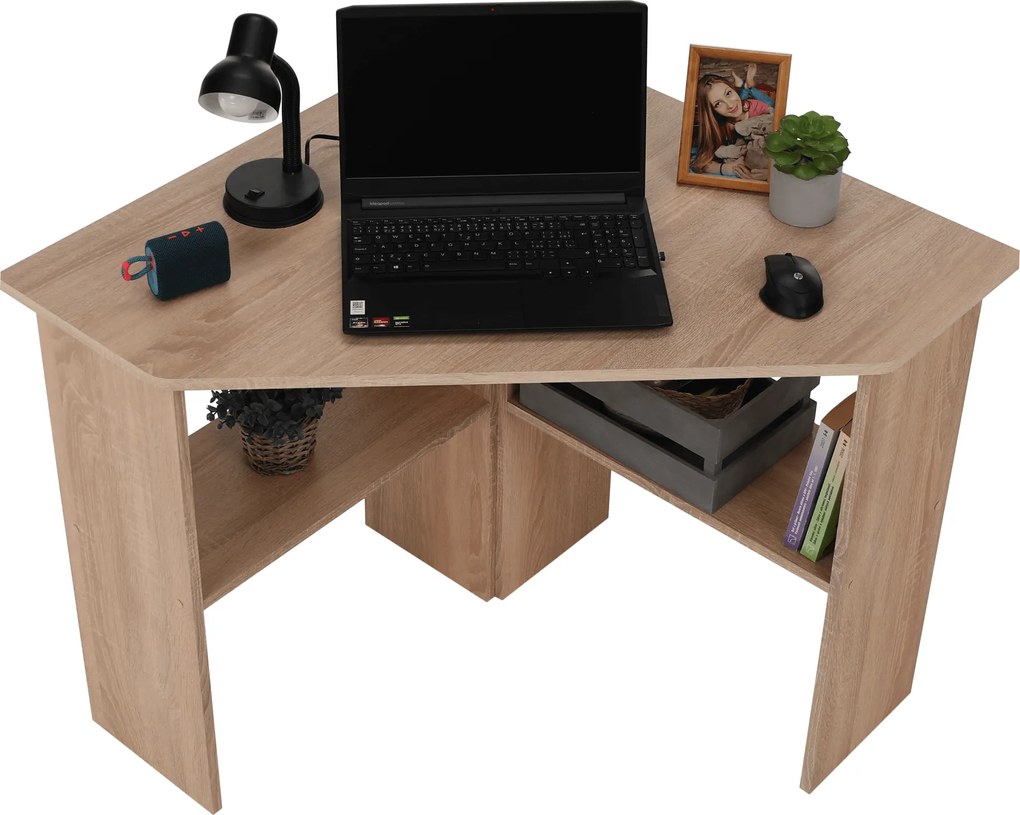 PC asztal, sarok, tölgy sonoma, RONY NEW