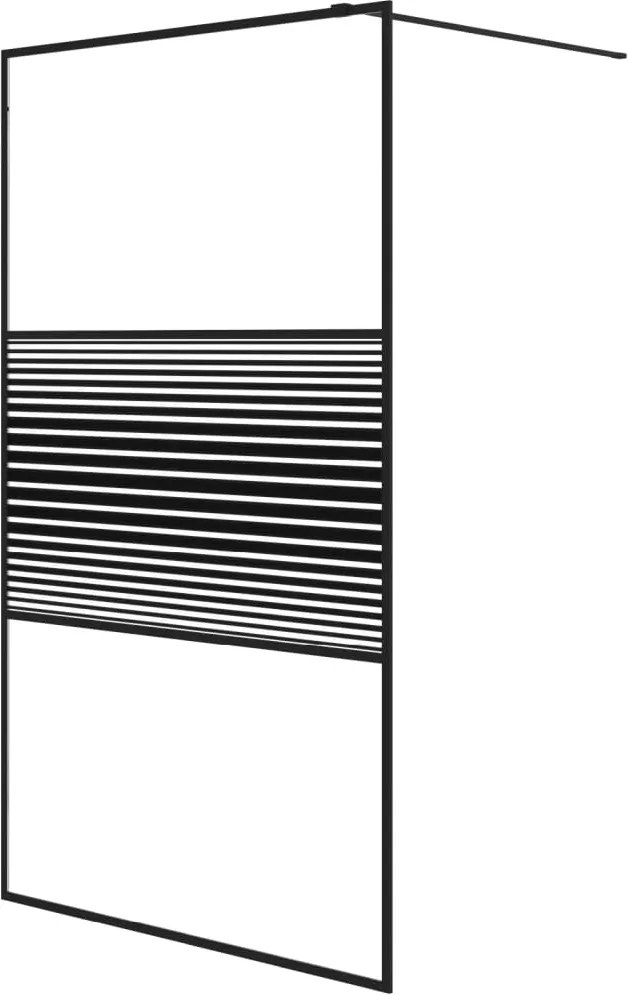 vidaXL fekete átlátszó ESG üveg zuhanyfal 115 x 195 cm