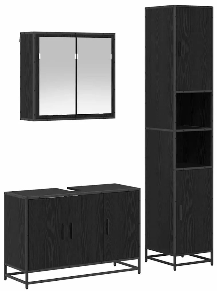 Fürdőszoba bútor szett 3 pcs Musta tammi 90 x 33 x 60 cm