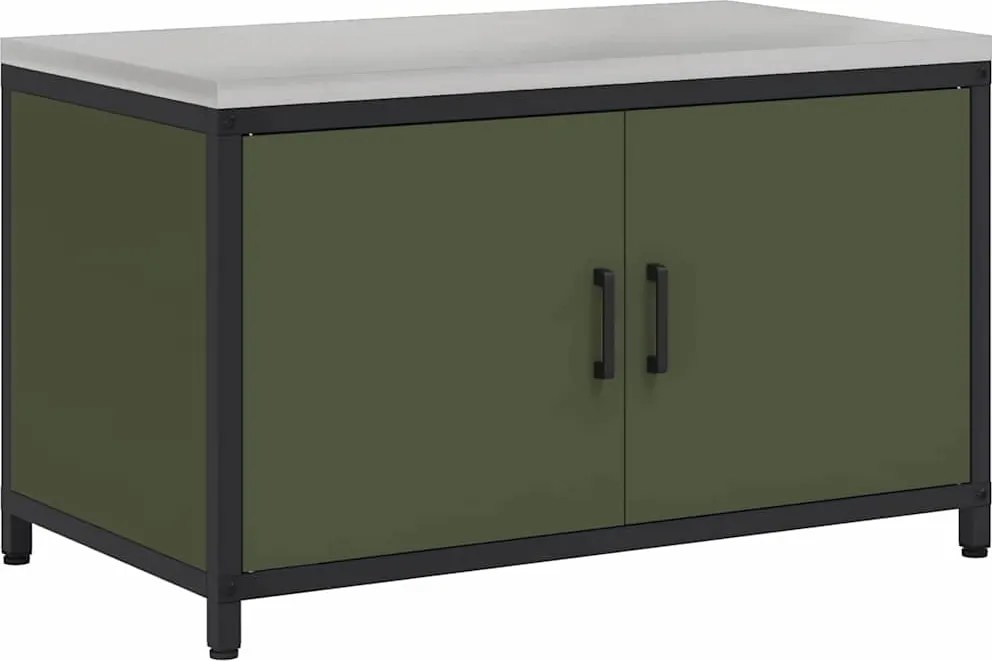 vidaXL Konyhai Tárolás polcokkal ajtóval Olajzöld 60 x 50 x 92 cm Acél