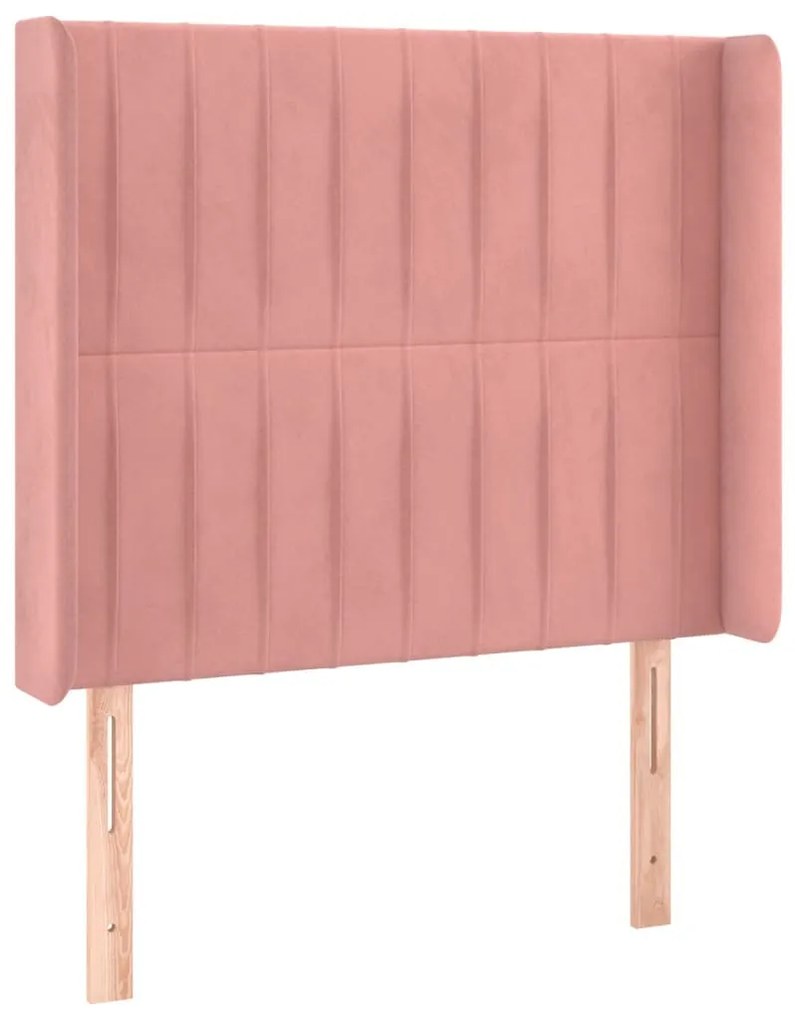 rózsaszín bársony LED-es fejtámla 83x16x118/128 cm