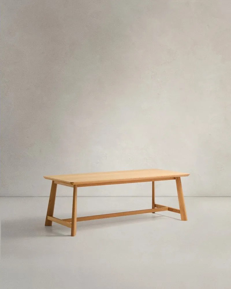 Étkezőasztal tölgyfa dekoros asztallappal 100x220 cm Idun – Kave Home