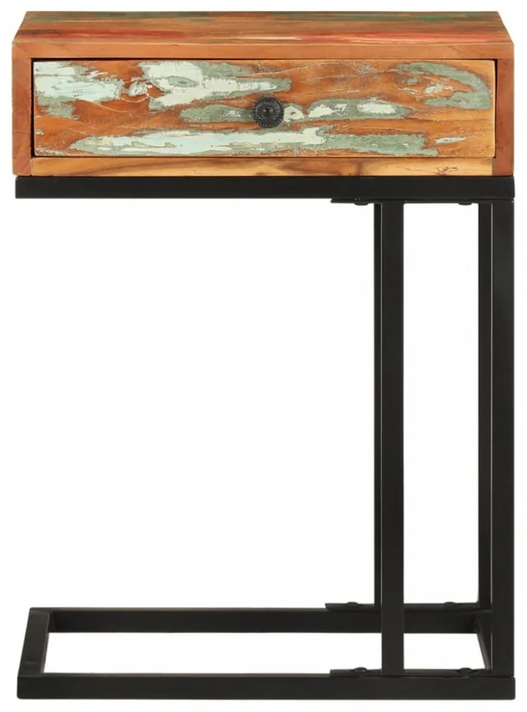 U-alakú tömör újrahasznosított fa kisasztal 45 x 30 x 61 cm