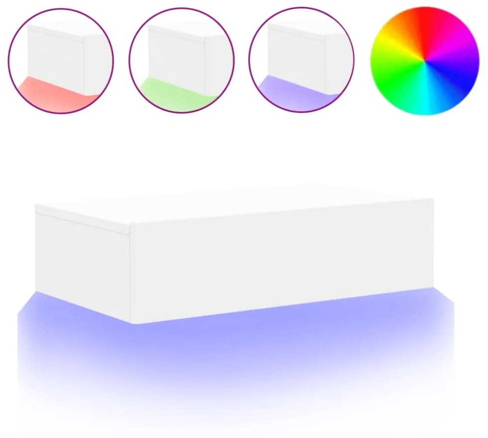 fehér TV-szekrény LED-lámpákkal 60x35x15,5 cm