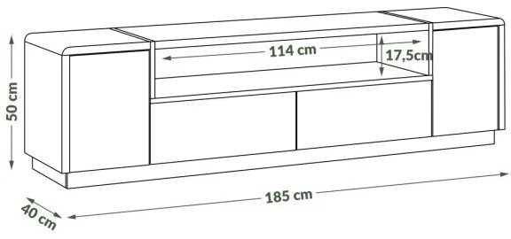 TV szekrény FRED antracit/artisan tölgy