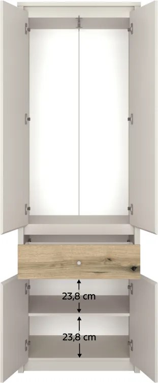 Szekrény, kasmír/evoke tölgy, KAROS 4D1S/70