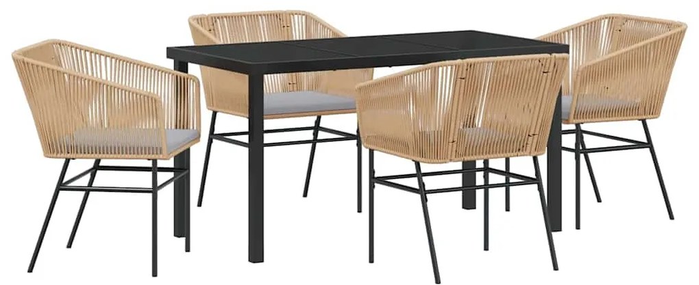 vidaXL Kert étkező szett párnával 5 pcs Barna Porszórt acél