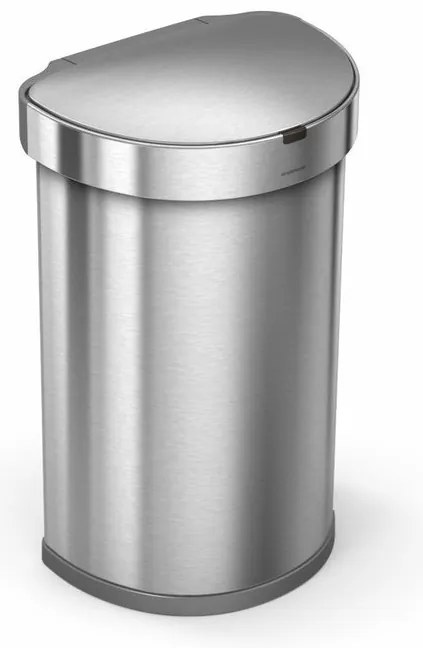 Félkör alakú érintésmentes kosár, 45 l, matt acél, rozsdamentes acél