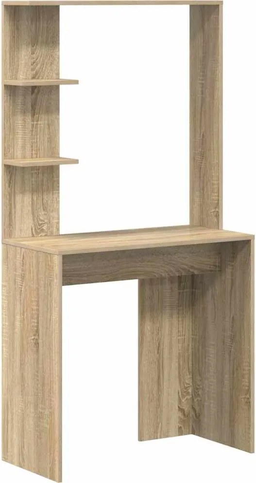 vidaXL Asztal polcokkal Sonoma tölgy 78,5 x 37 x 154,5 cm Faanyag