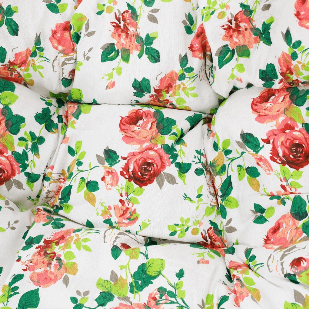 Függő dupla fotel, fehér/minta virág, DALVEA 2 NEW