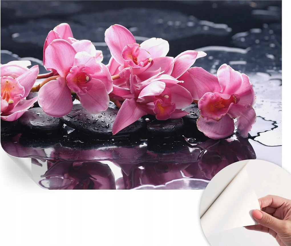 Öntapadós tapéta Divatos 3D fali ragasztóval Virágos elegancia 104x70 cm