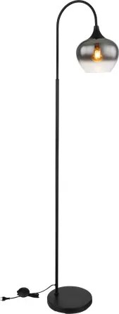 Globo 15548S Állólámpa fém matt fekete, füstszínű üveg, fekete textil kábel, lábkapcsoló a kábelben, HxSzxM: 390x250x1500mm, kábelhossz 1800mm, nem tartozék: 1x E27 40W 230V