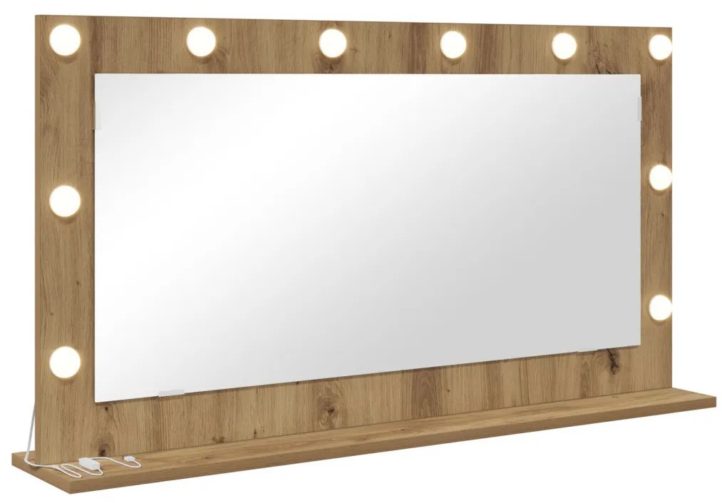 Pipere Tükör Kézműves tölgy Fa és üveg 100 x 55 cm Pipere tükör