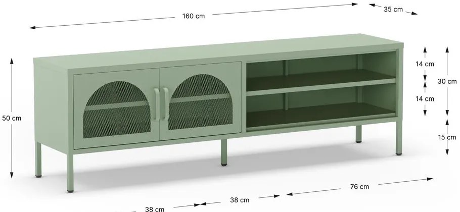 Mentazöld TV-állvány 160x50 cm Diora – Marckeric