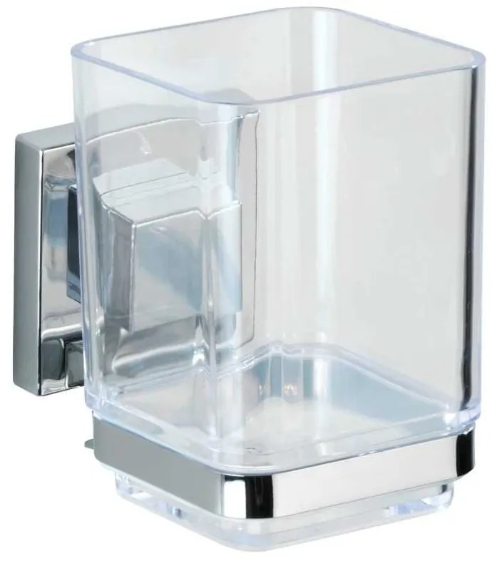 Fényes ezüstszínű öntapadós műanyag fürdőszobai kiegészítő szett Quadro – Wenko