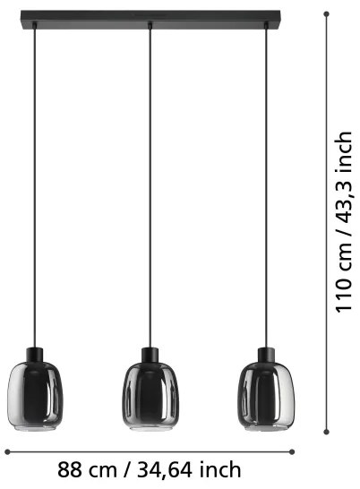 Eglo 901121-LED RGBW Dimmelhető csillár zsinóron MOLOCHIO-Z 3xLED/3,7W/230V szürke