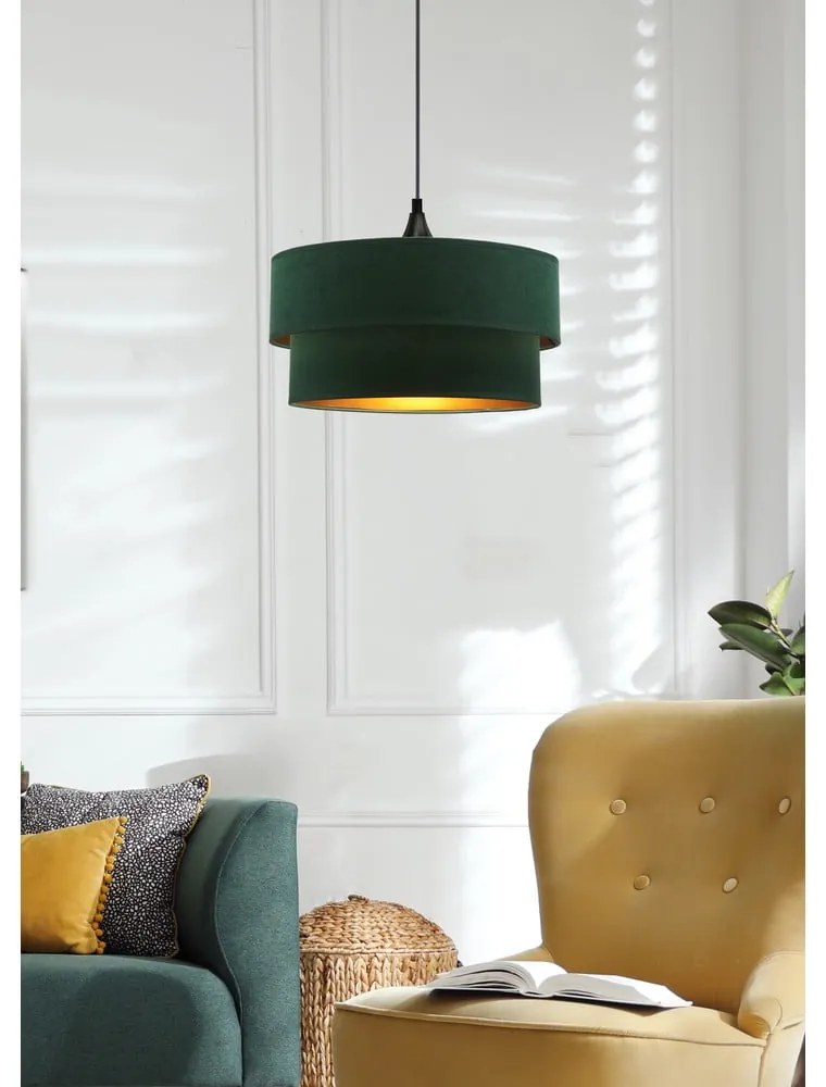 Petróleumkék függőlámpa textil búrával ø 35 cm Scopello – Candellux Lighting