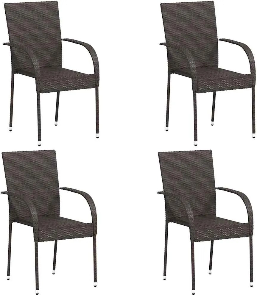 vidaXL 4 db barna rakásolható polyrattan kültéri szék