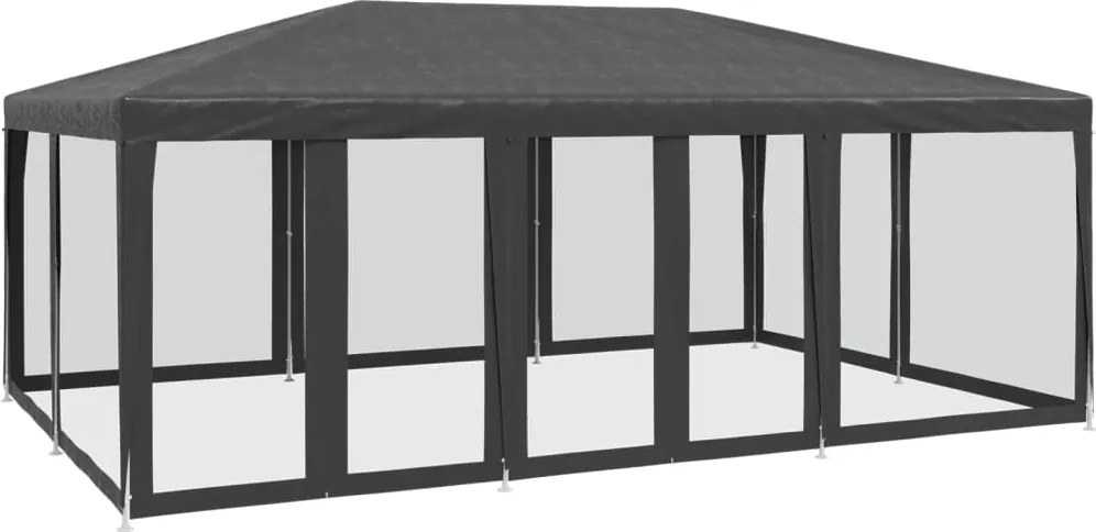 vidaXL antracitszürke HDPE rendezvénysátor 10 hálós oldalfallal 6x4 m