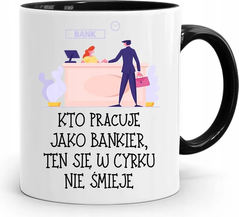 Bankárnak Fekete Bögre Születésnapi Ajándék fényképes nyomtatással