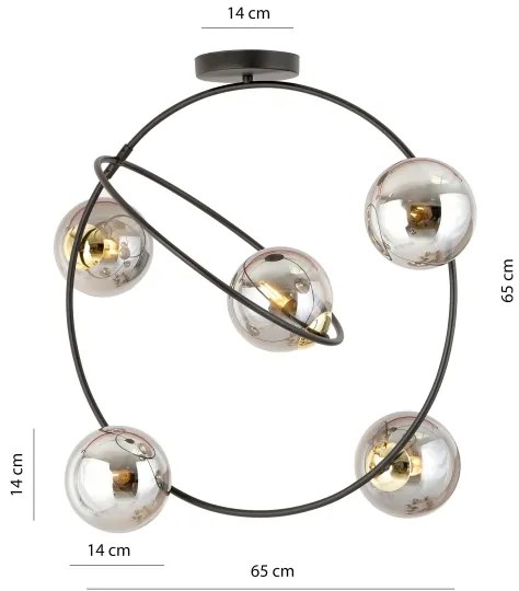 Csillár rúdon STARDOM 5xE14/10W/230V fekete/szürke