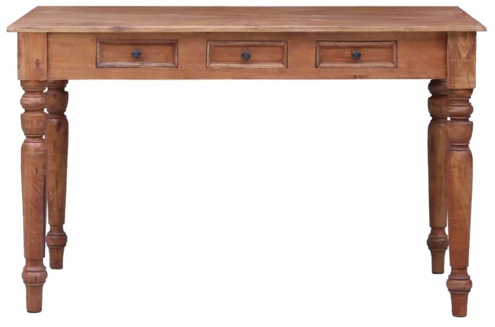 vidaXL tömör mahagóni fa íróasztal fiókokkal 117 x 57 x 75 cm