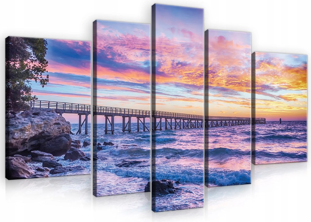 Vászonkép 5 Részes Tengerparti Híd Vászon Fal Hálószoba Nappali 170x100