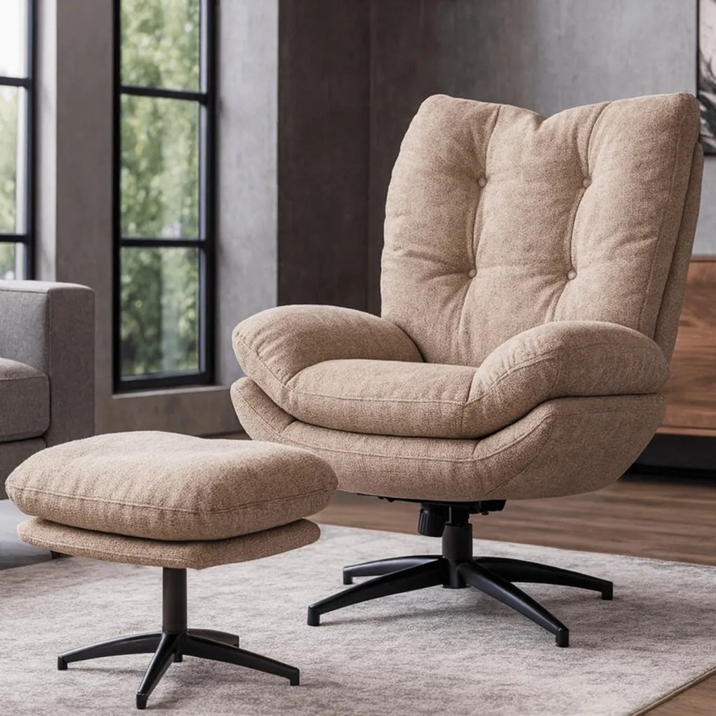 Forgó Relaxfotel Lábtartóval Bézs Színben. FREMONT