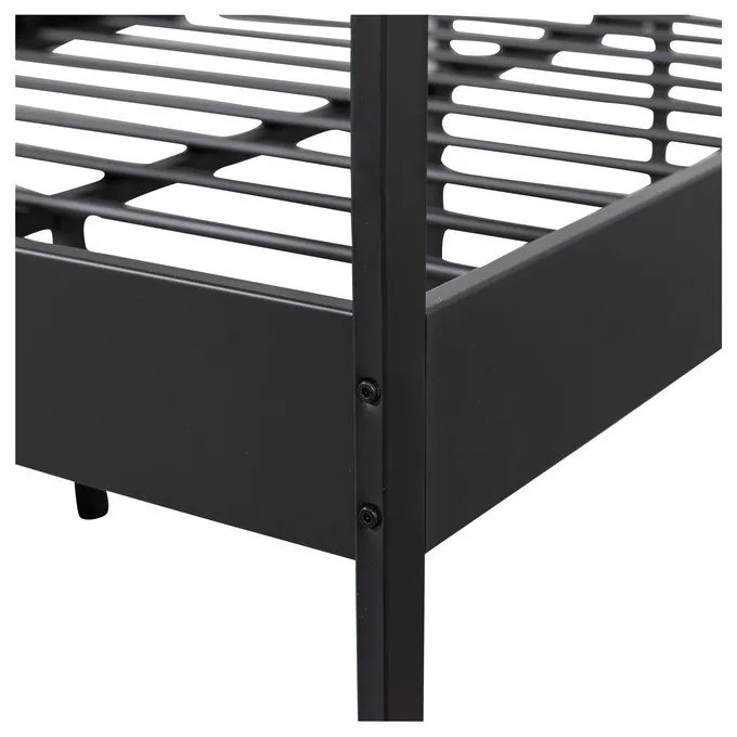 Fekete fém egyszemélyes ágy ágyráccsal 120x200 cm Mees – WOOOD