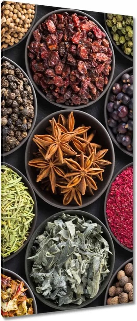 Vászonkép 55x115 Fűszertartó tálak gyógynövények