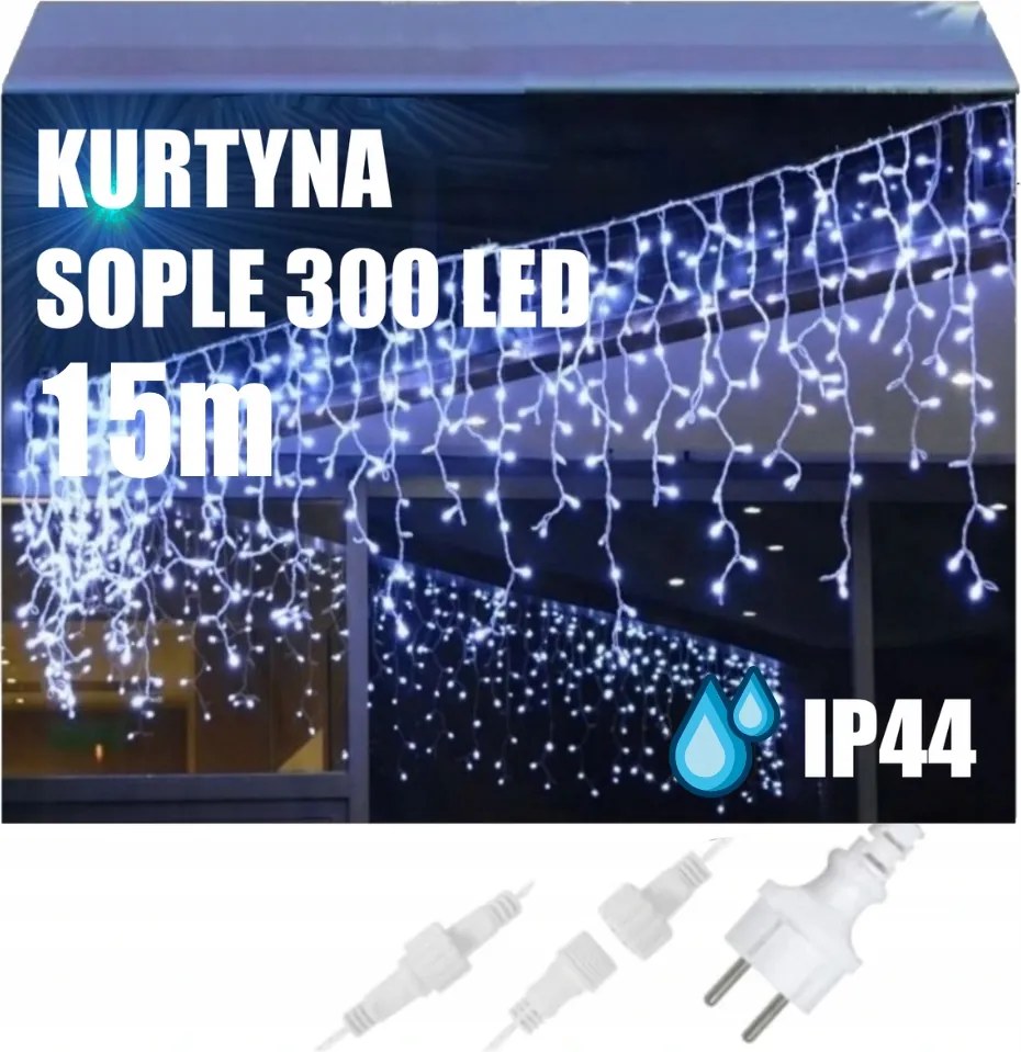 Jégcsap 300LED Kültéri Lámpa IP44 Flash Függöny Fényfüzér 13M