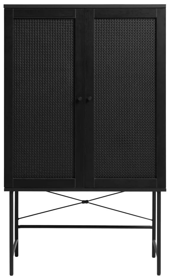 Fekete szekrény tölgyfa dekorral 80x135 cm Pensacola – Unique Furniture