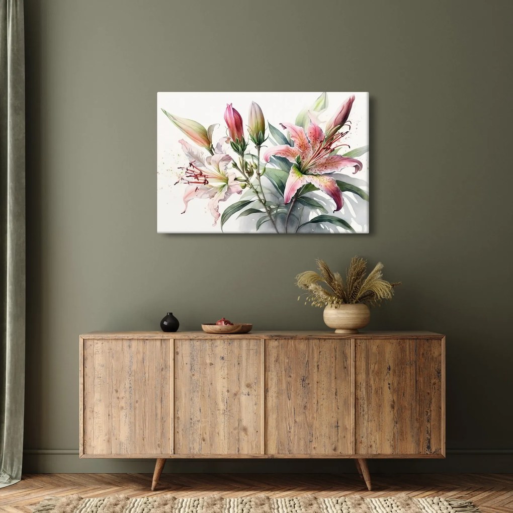 Kép - Liliomok, illusztrációk (90x60 cm)