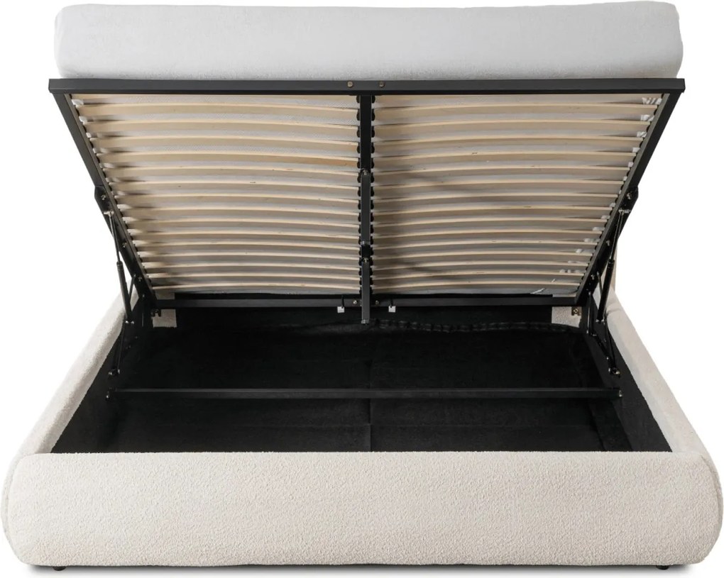 ROSSO ágy 160x200, krém boucle, ágyneműtartóval