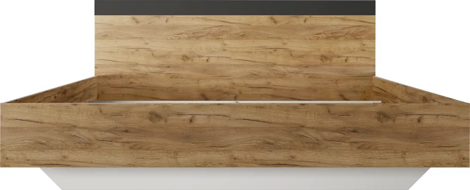 Dupla ágy, 180x200,  tölgy artisan/antracit, GABRIELA