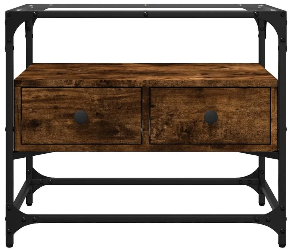 füstös tölgy szerelt fa TV-szekrény üveglappal 60 x 35 x 51 cm