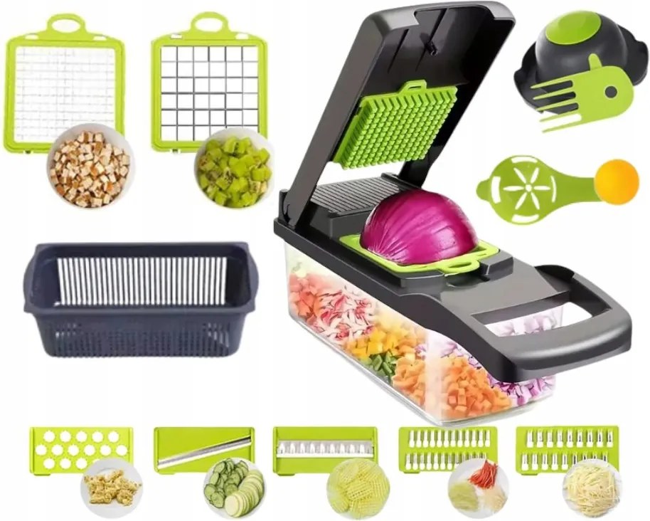 Zöldség-gyümölcs Szeletelő Reszelő 14in1 Aprító Készlet