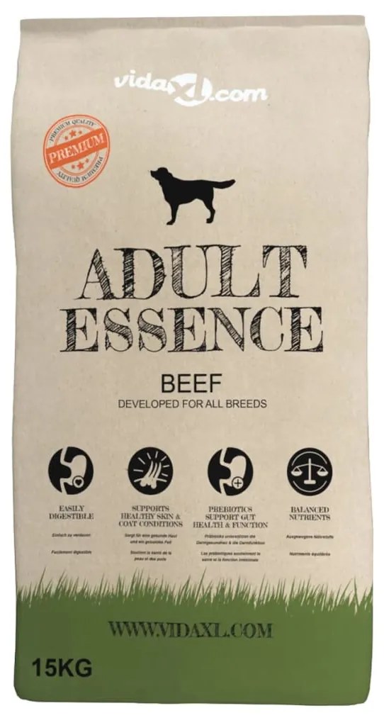 vidaXL 2 db „Adult Essence Beef” prémium száraz kutyatáp 30 kg