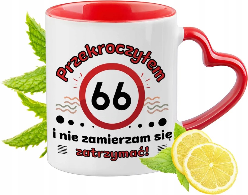 Születésnap 66 66te -te Piros Bögre Szív Alakú Füllel Ajándék