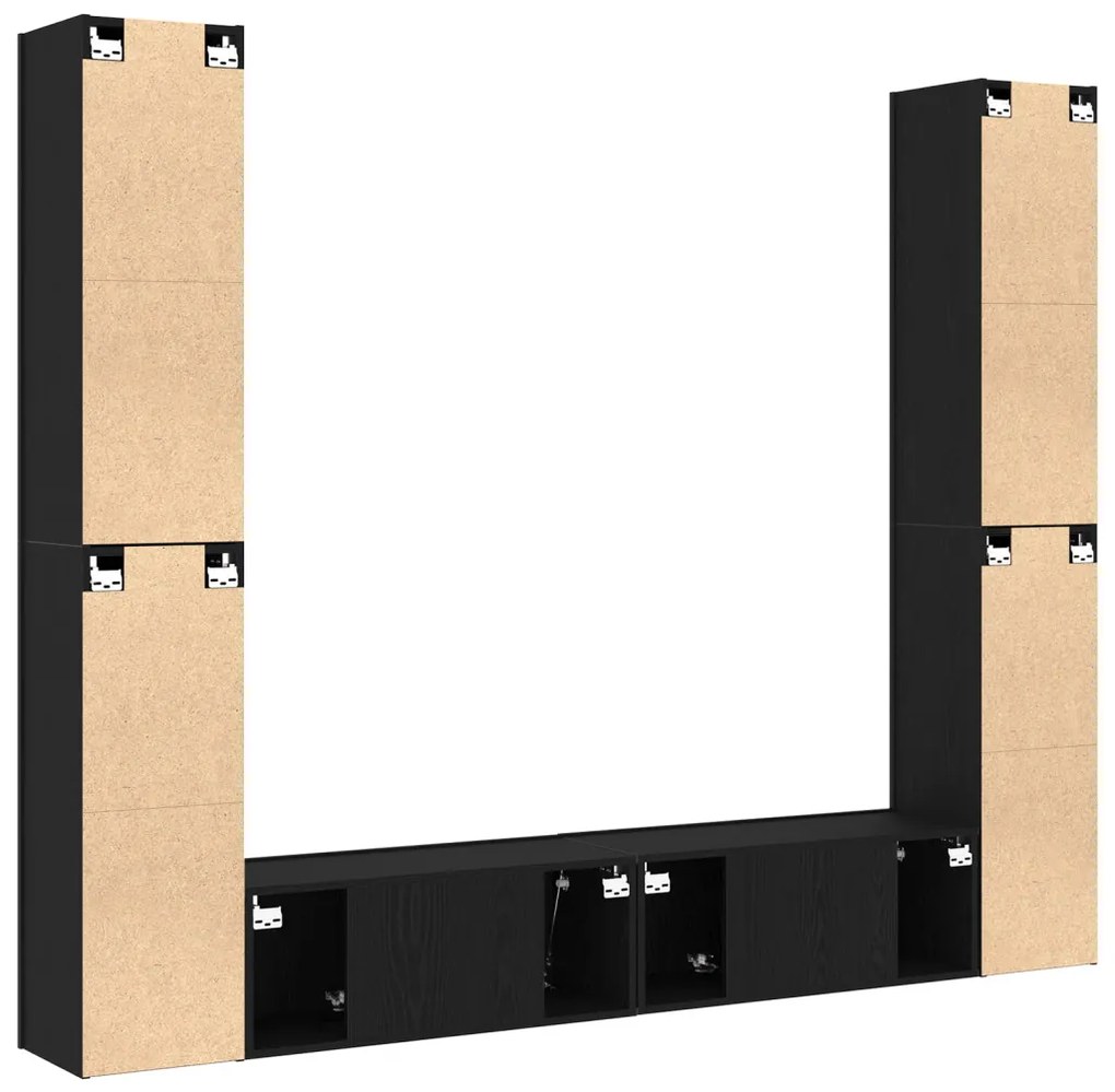 TV szekrény 6 pcs Fekete 80 x 30 x 30 cm Faanyag