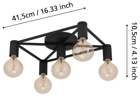 Eglo 43721 - Mennyezeti lámpa SPEKE 5xE27/40W/230V fekete