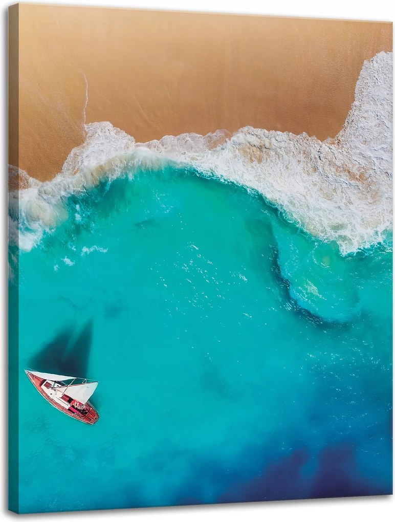 Vászonkép Vitorlás Víz Hullámok Tengerpart 30x40 cm Ideális ajándék