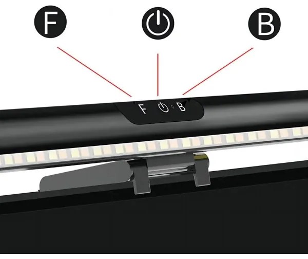 LED érintős monitorvilágítás, állítható fényerő, 5W, 42 cm, 3000-6000K, fekete